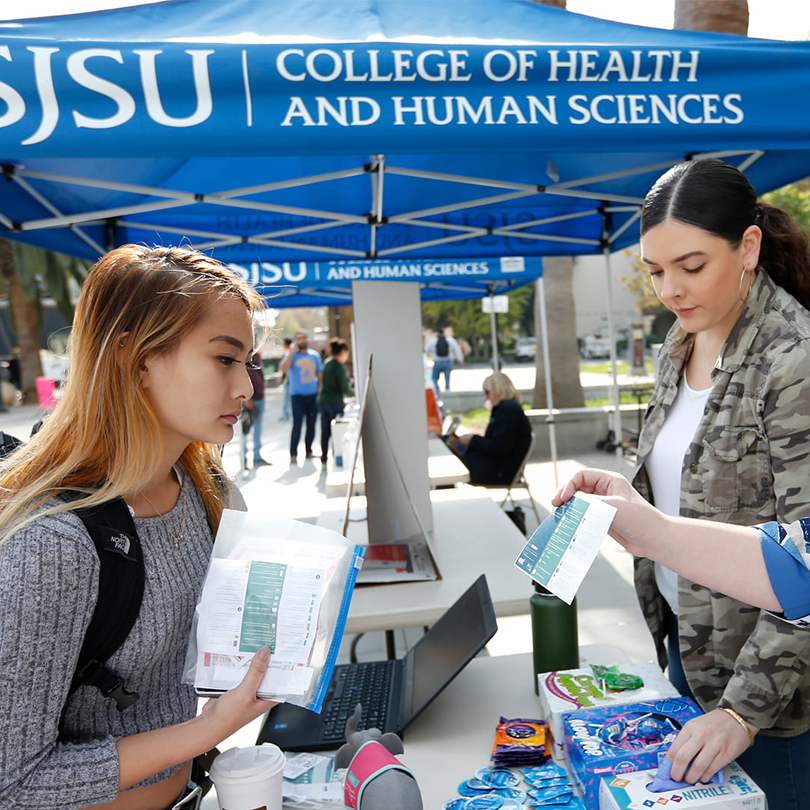 Health Care students at a table