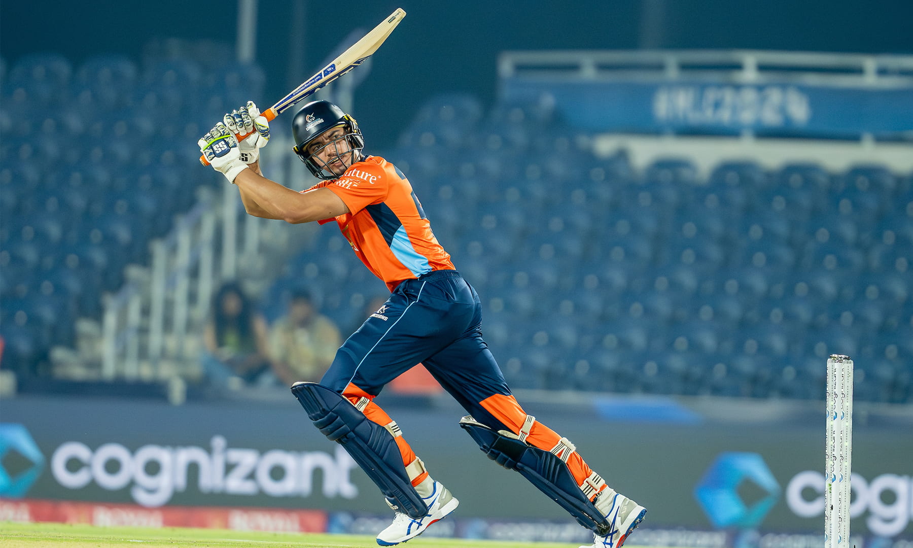 Action shot of Sanjay Krishnamurthi playing cricket