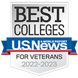Among the Best College for Veterans as evaluated by US News and World Report badge.