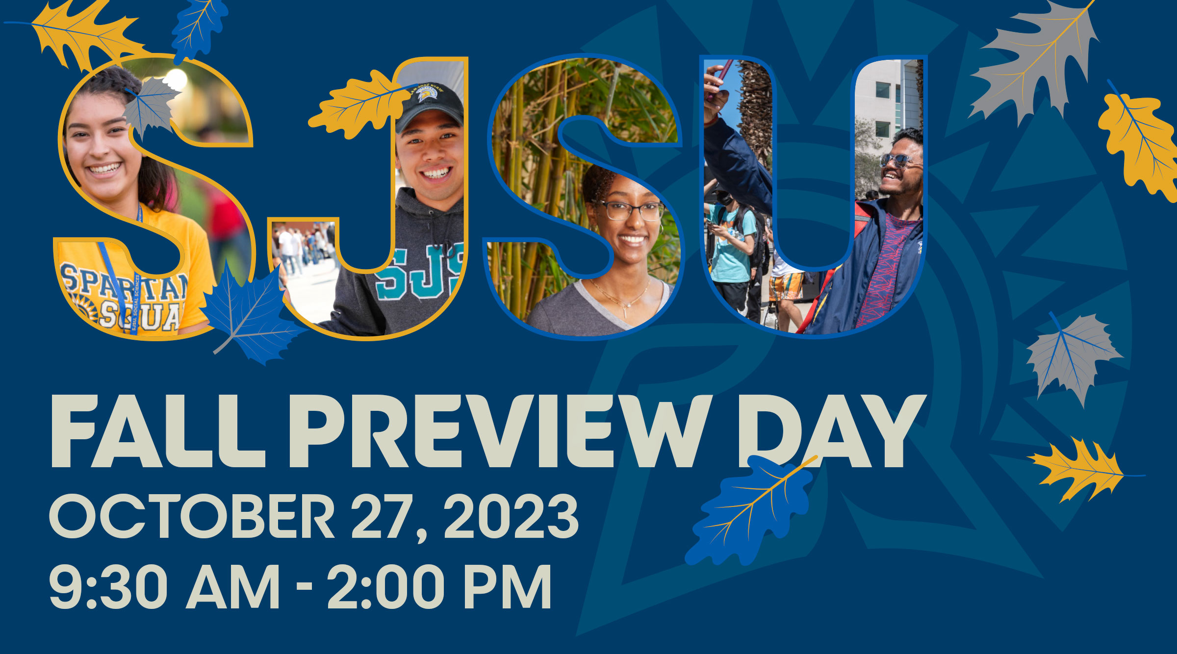 Preview Day 2023 banner with blue and yellow falling leaves.