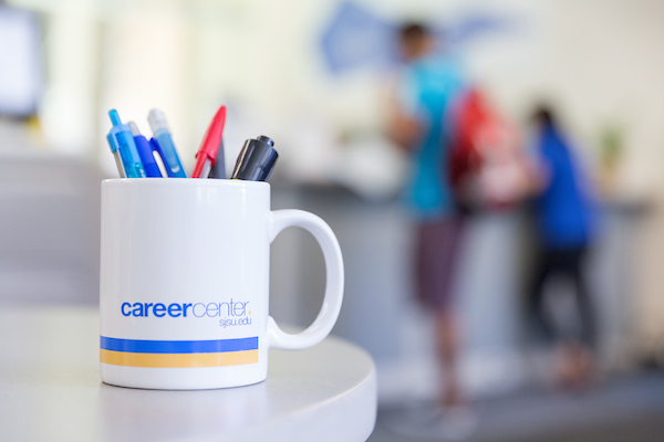 Photo of mug with SJSU Career Center logo