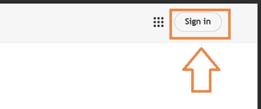Sign In option in top right corner