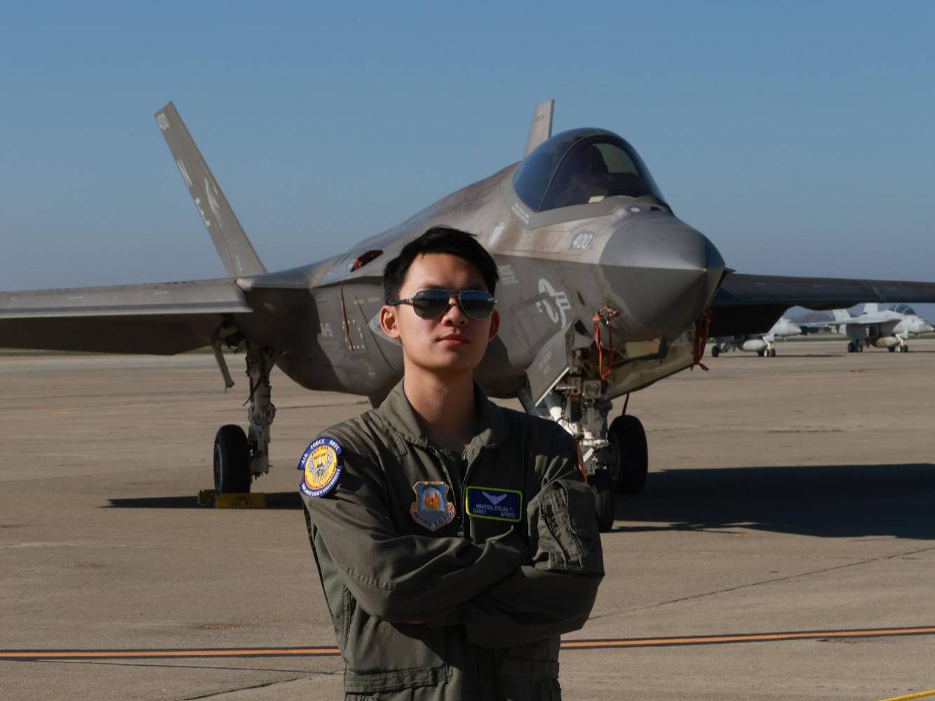 Cadet Pilot Select in front of Air Force F-35 Cadet Pilot Select in front of Air Force F-35