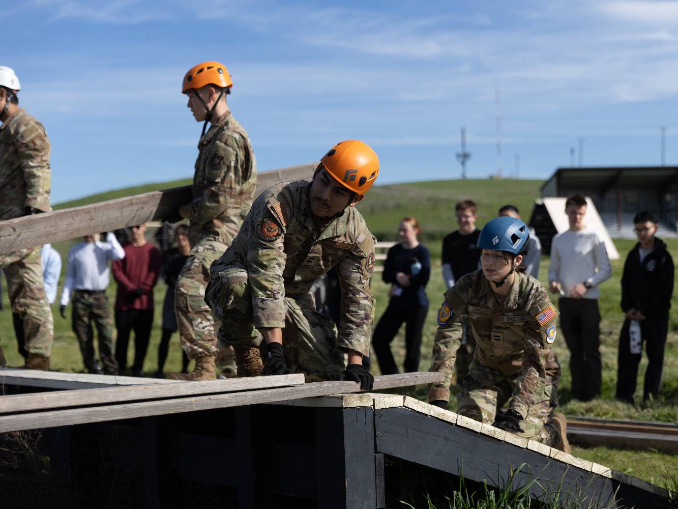Cadets involved in problem solving at US Army Base Leadership Reaction Course Cadets involved in problem solving at US Army Base Leadership Reaction Course