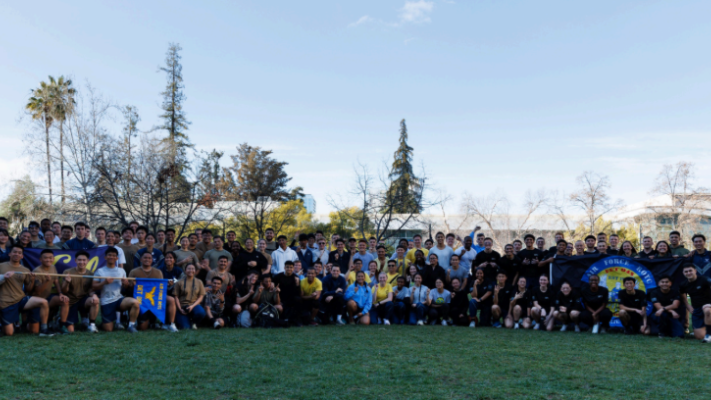 Many cadets on a field.