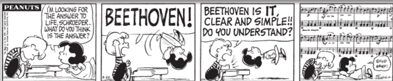 Image of Peanuts' Shroeder shouting "Beethoven"