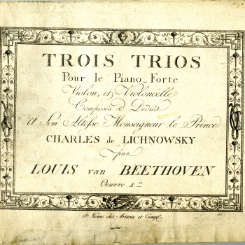 Cover of a vintage Beethoven score "Trois Trios pour le Piano Forte"