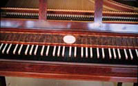 Photograph of the keyboard of the Dulcken fortepiano