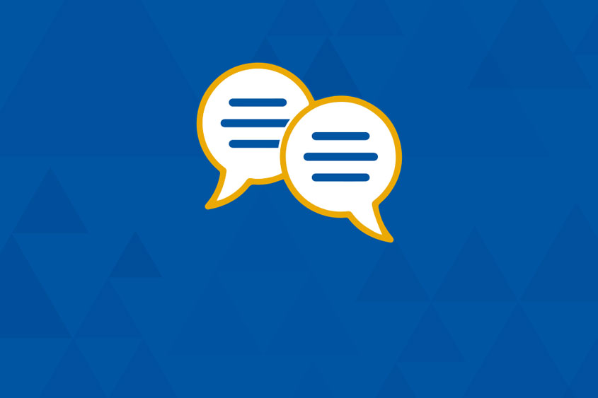 Icon of two speech bubbles creating conversation.