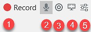 The Camtasia Add-In Toolbar with Record, Audio, Webcam, Display Camera Preview, and Recording Options