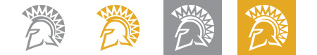 Gray and gold spirit marks on white or gray.