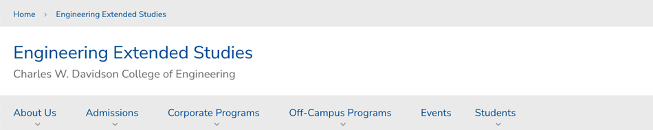 Sample of SJSU site title with department name and college.