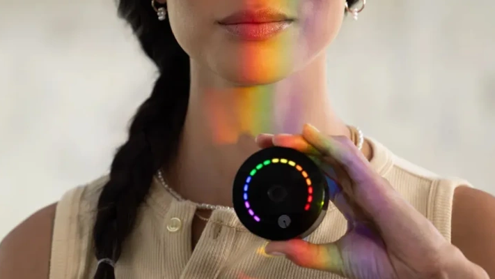 black device with rainbow lights