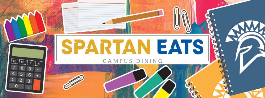 Colorful Spartan Eats Campus Dining logo 