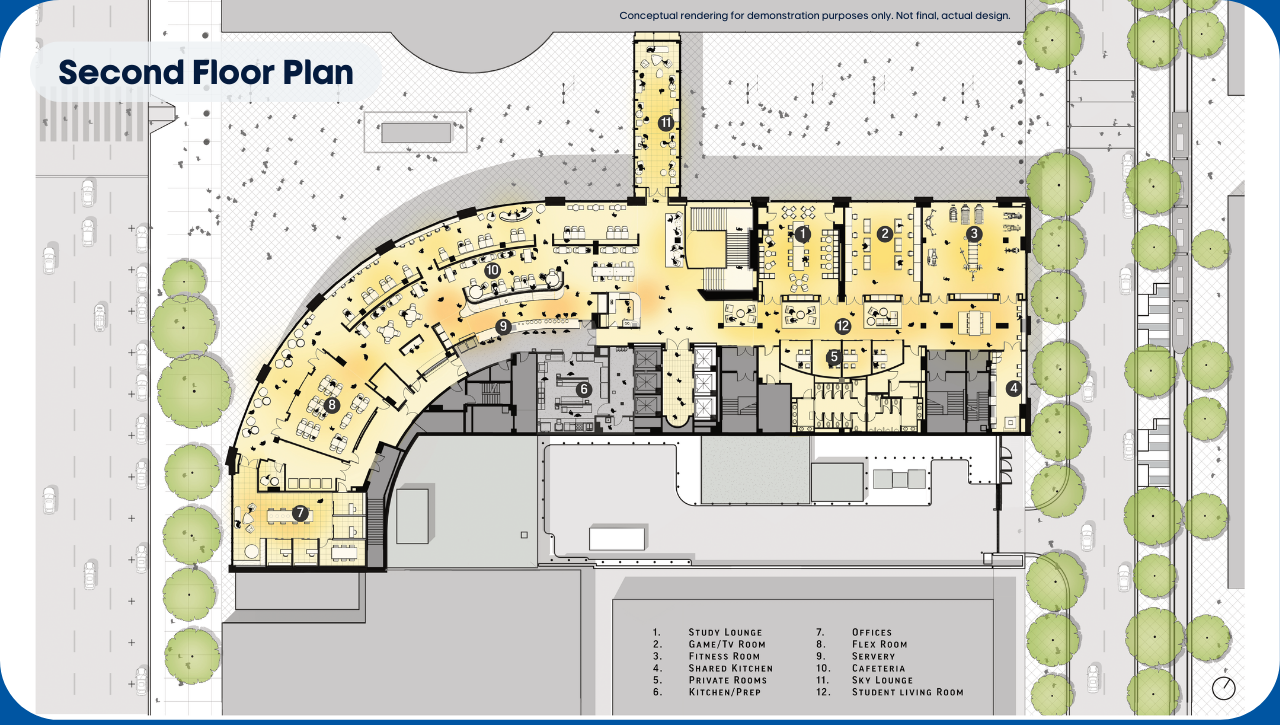 Second floor floorplan for Spartan Village on the Paseo