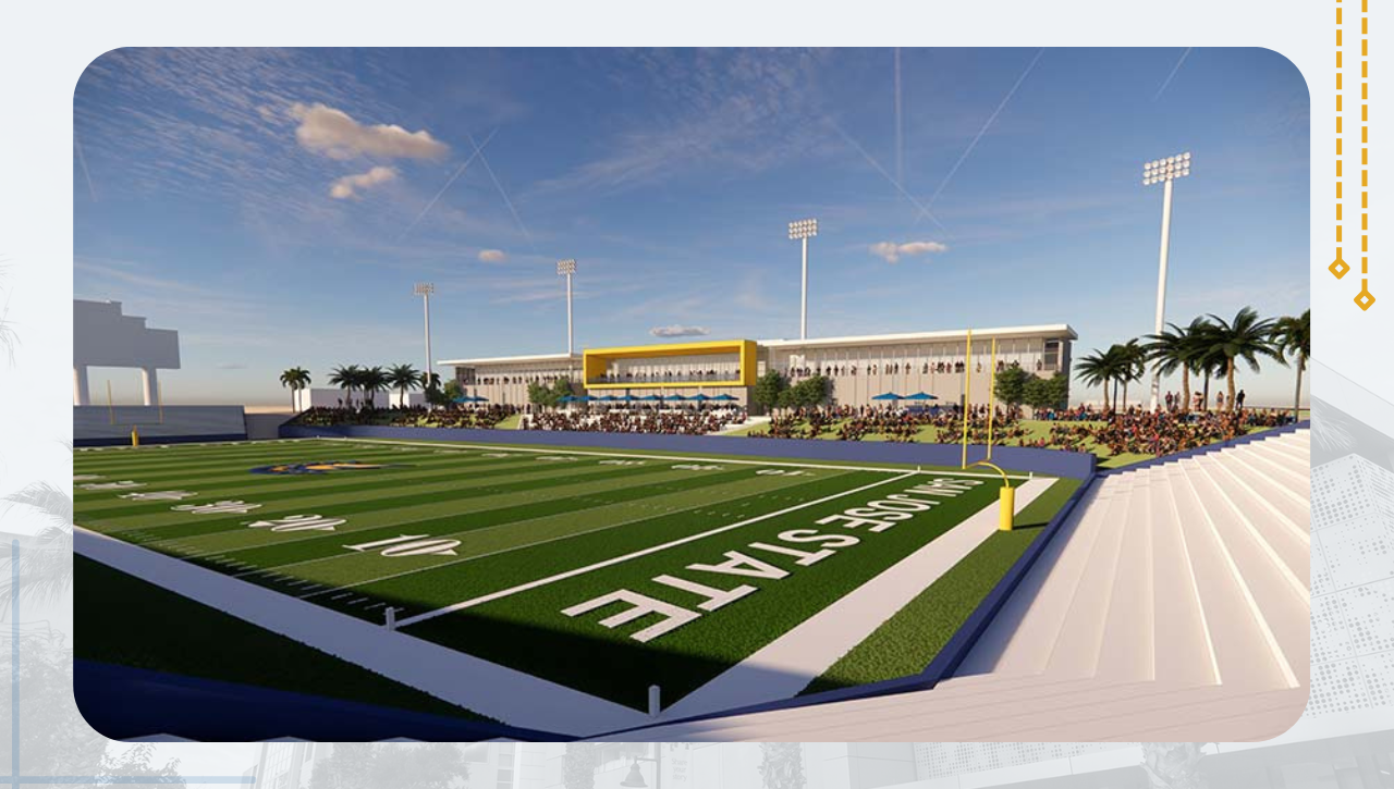 Spartan Athletics Center rendering, view from the field