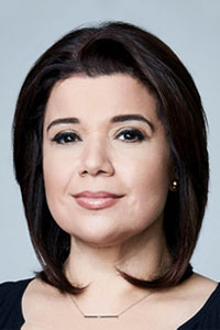 Portrait of Ana Navarro, Republican strategist and political commentator.