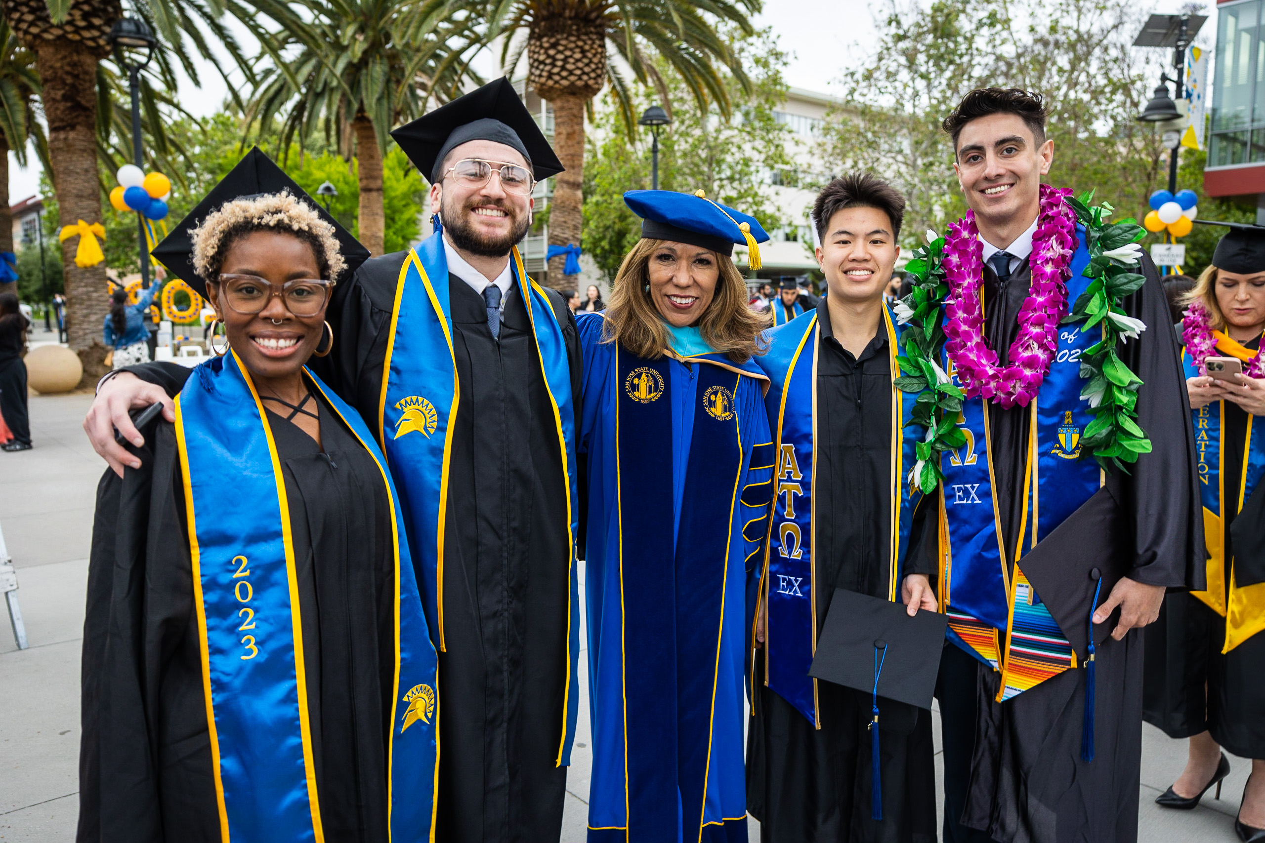 SJSU President with other graduates