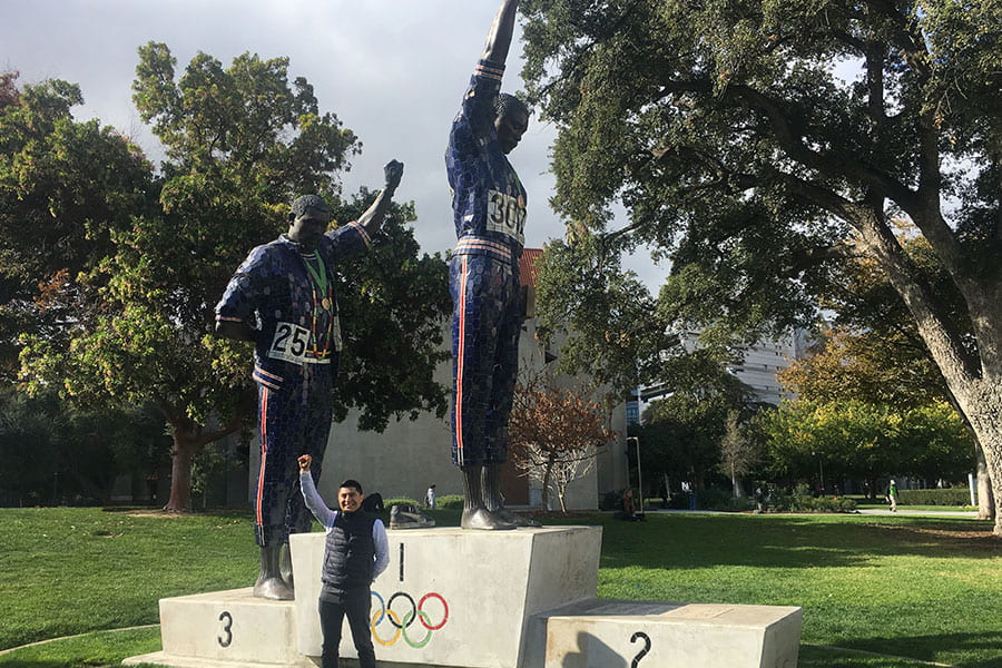 balam at a memorial of john carlos and tommie smith