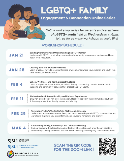 LGBTQ+ Family Connection Zoom series flyer