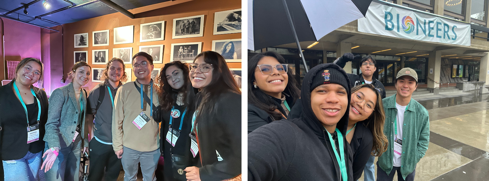 Photo collage of HonorsX students at the 25th Bioneers Conference in 2024.