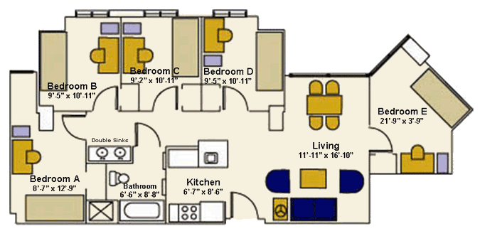Floor Plan Five Bedroom Single