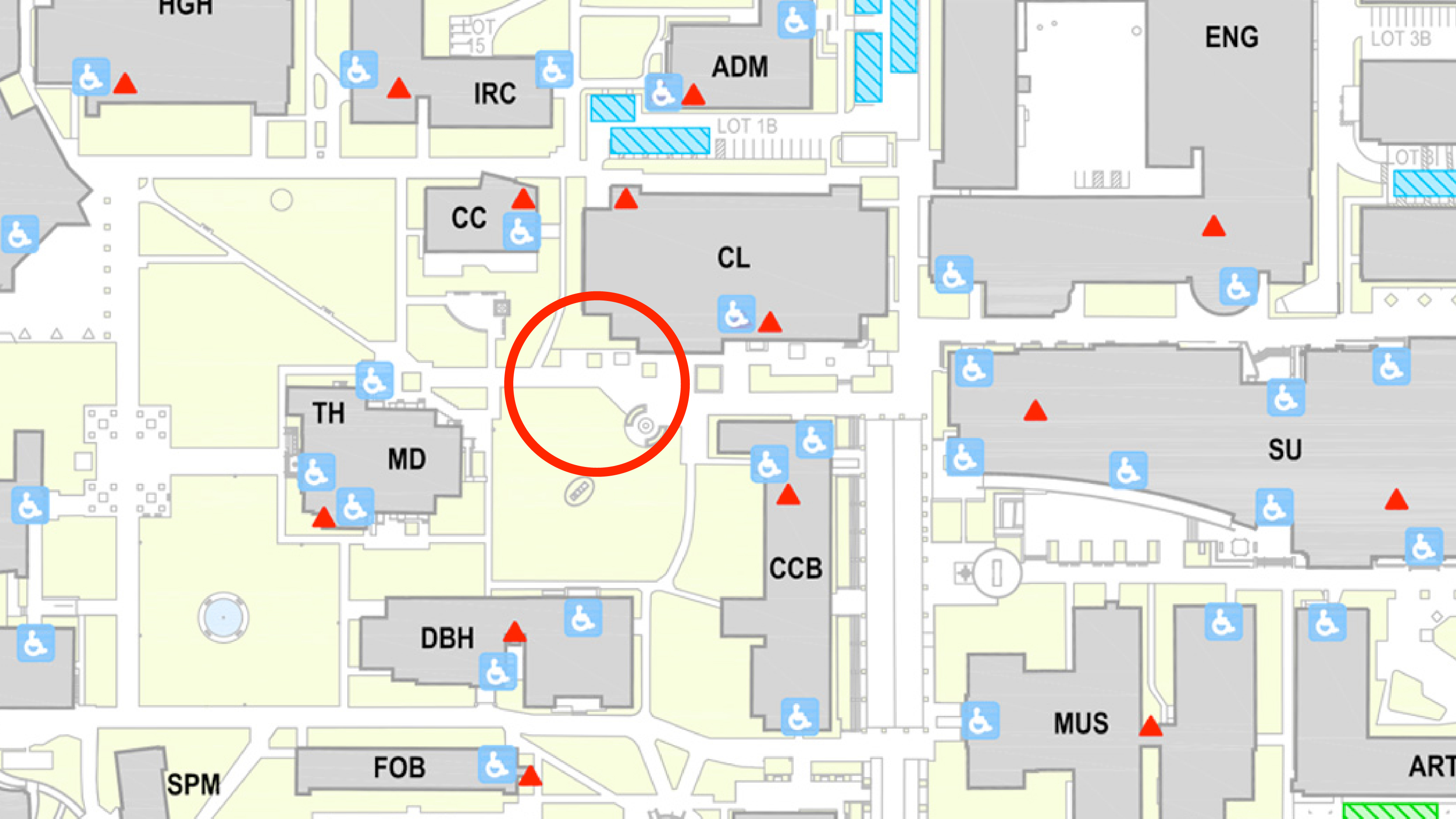 Map of SJSU with Clark Hall circled