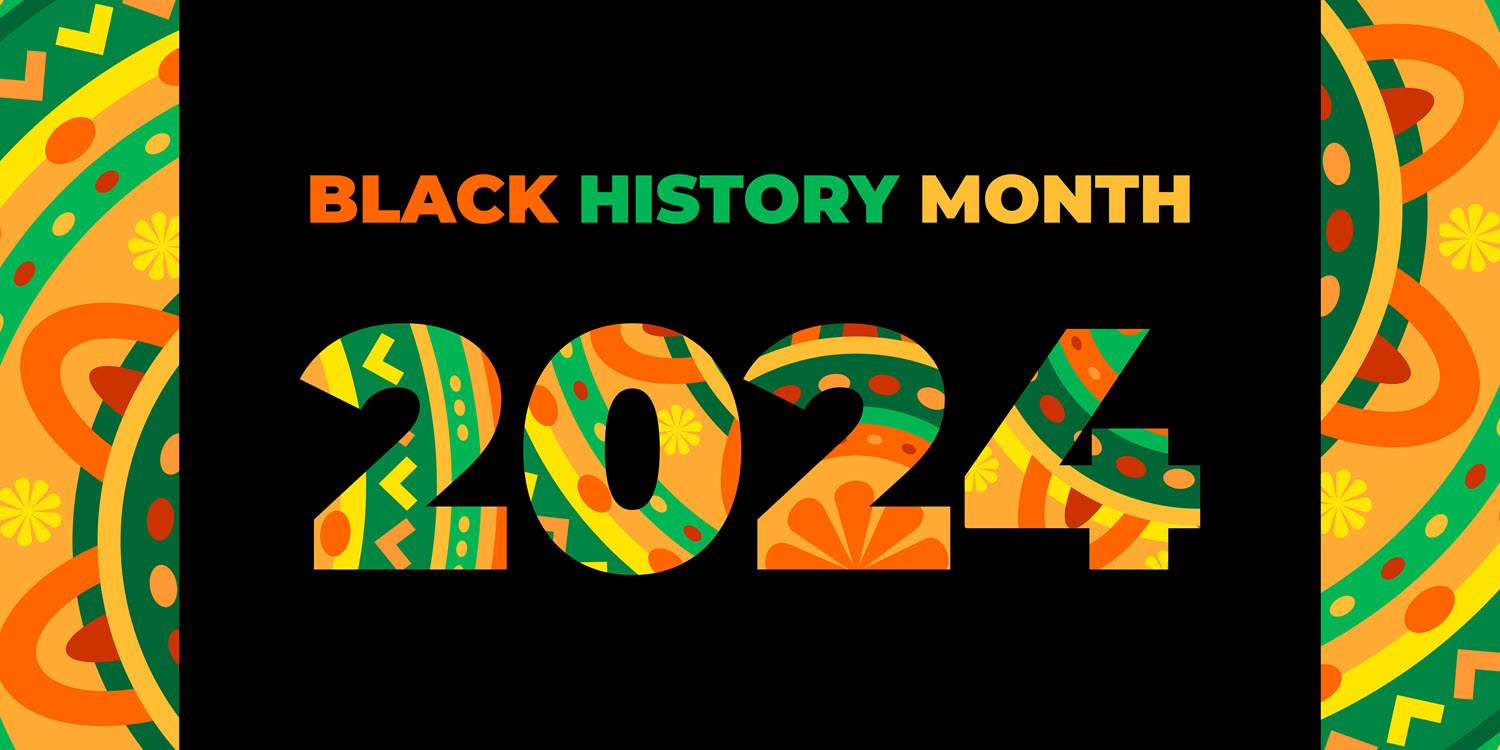 Black history month 2024 with colorful African art decorations