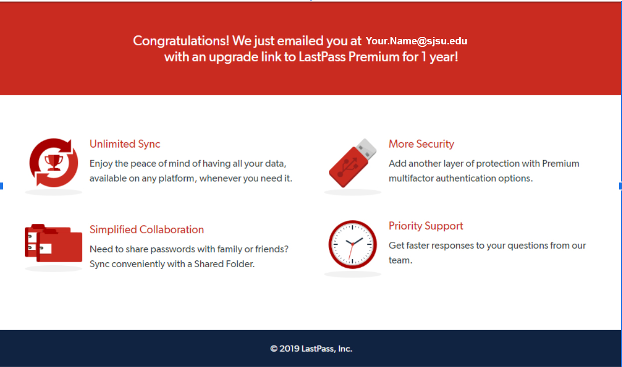 LastPass Wecome Message