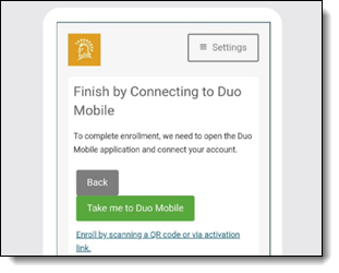 Prompt from DUO Mobile to complete set up.