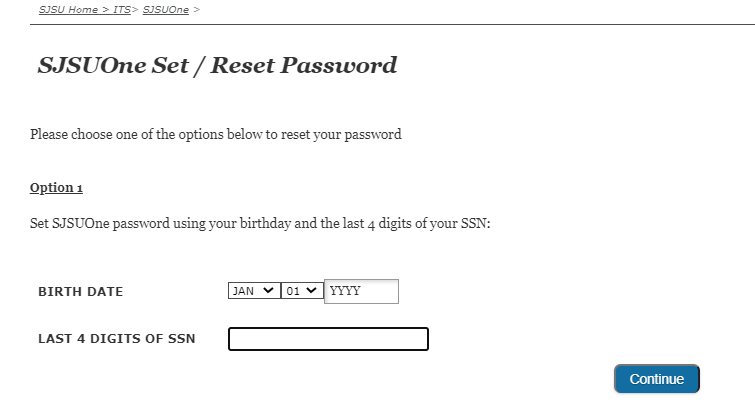 Enter the detials to reset password