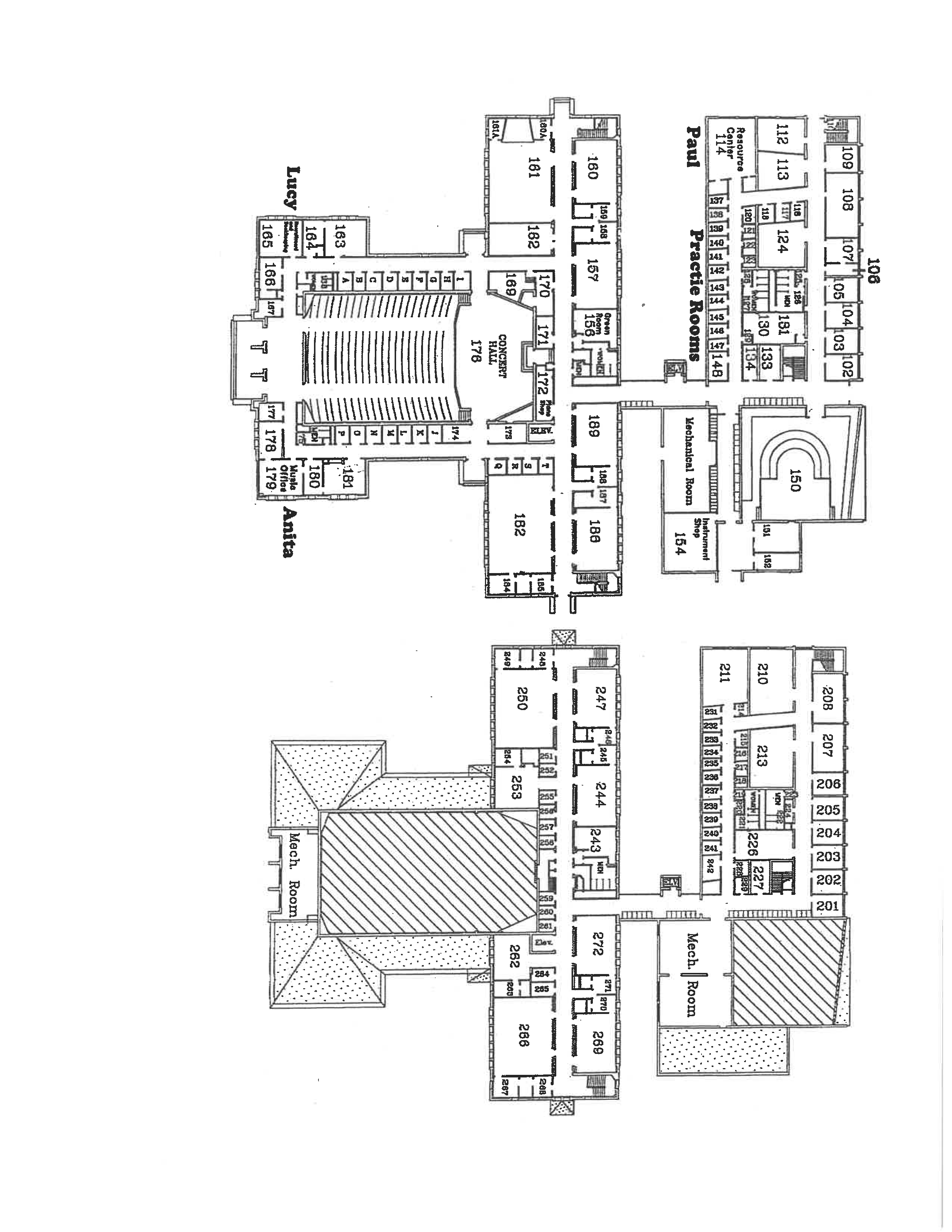 Map of the School of Music Department Building