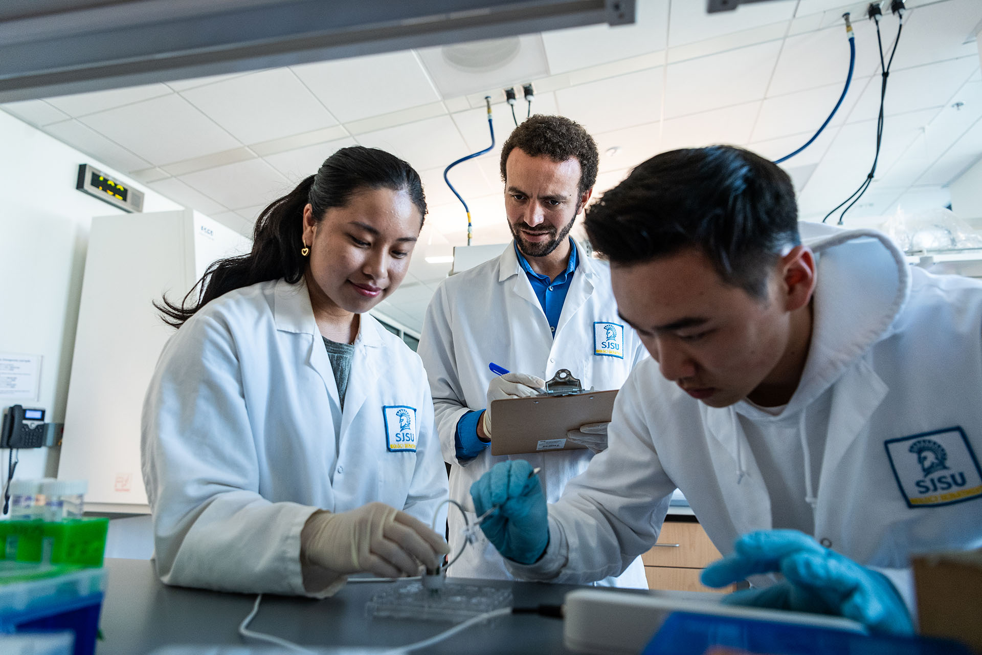SJSU CLS students in lab gear