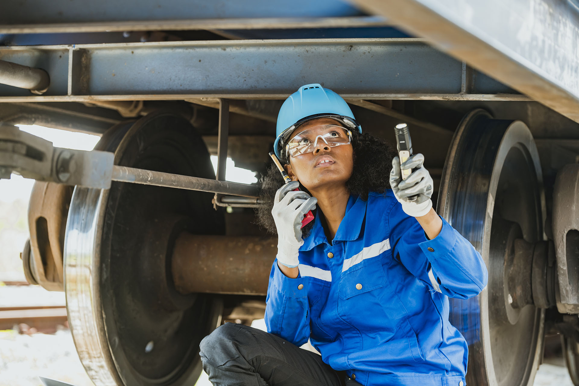 Female train inspector