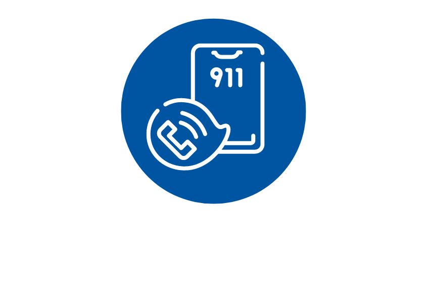 Icon graphic of a phone calling 911.