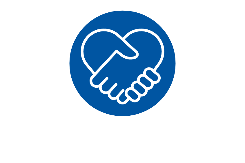 Icon graphic of supporting hands.