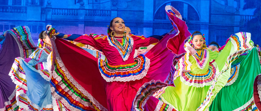 Groupo Folklorico performing with their colorful dresses.