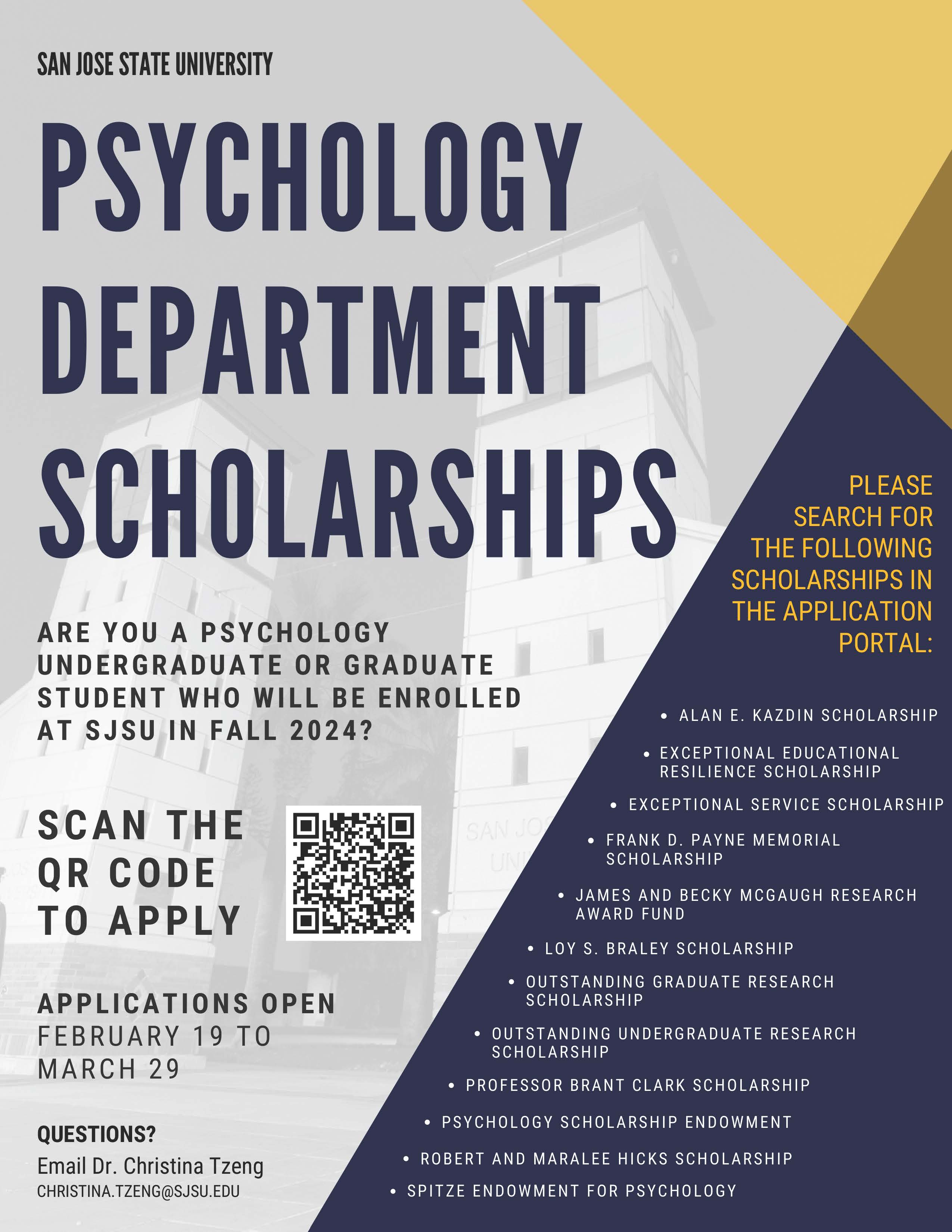 Psychology Scholarship 2024 QR Code Flyer