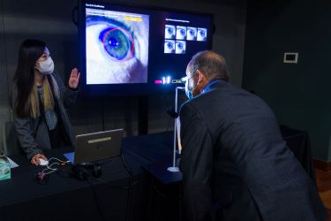 Dr. Yoon Chung Han demos her interactive eye display.