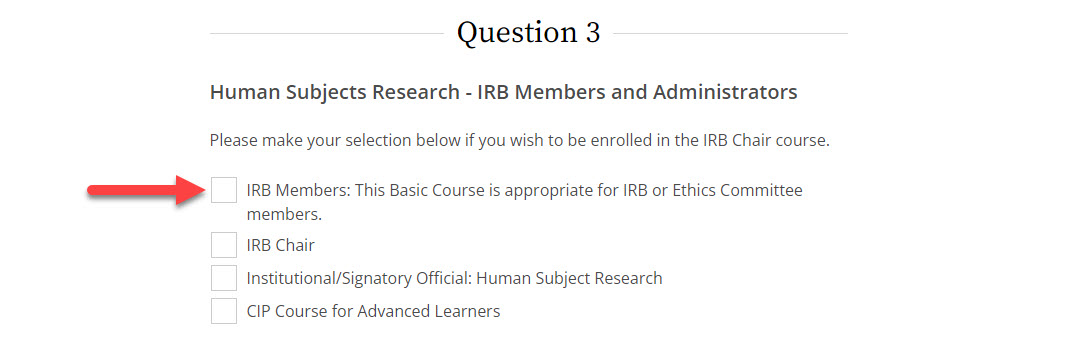 IRB Members CITI Courses Screenshot