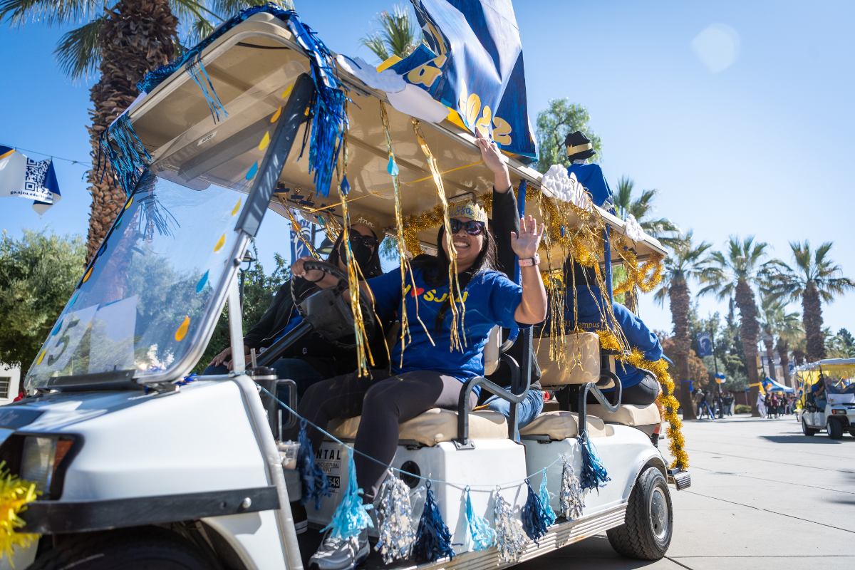 Golf cart parade during Homecoming Week
