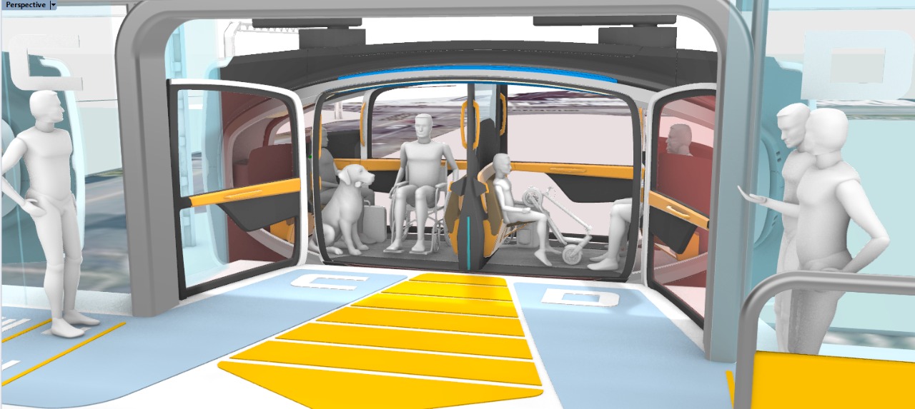 Rendering of Passengers Boarding and Exiting Podcar