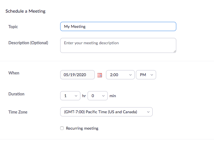 Zoom Meeting option