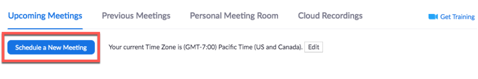 Schedule a Zoom meeting interface