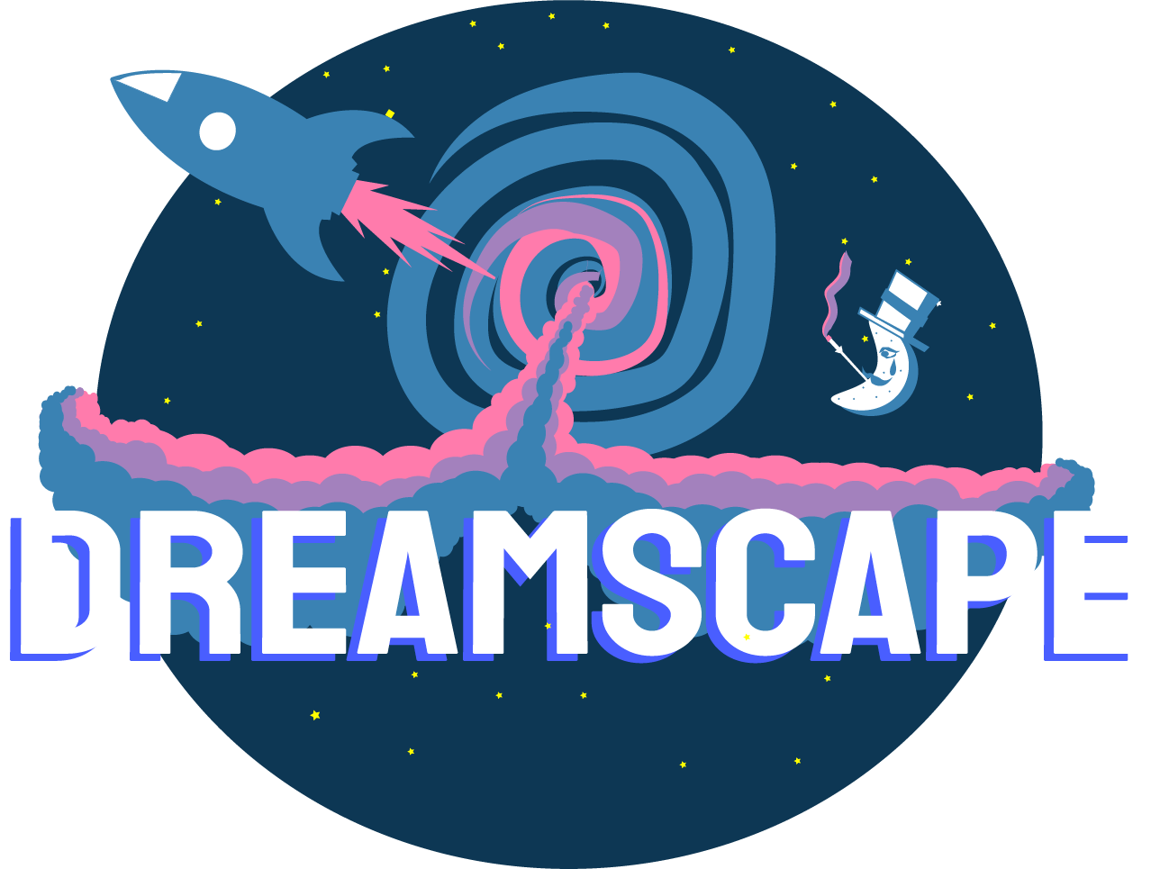 dreamscape logo with rocket ship