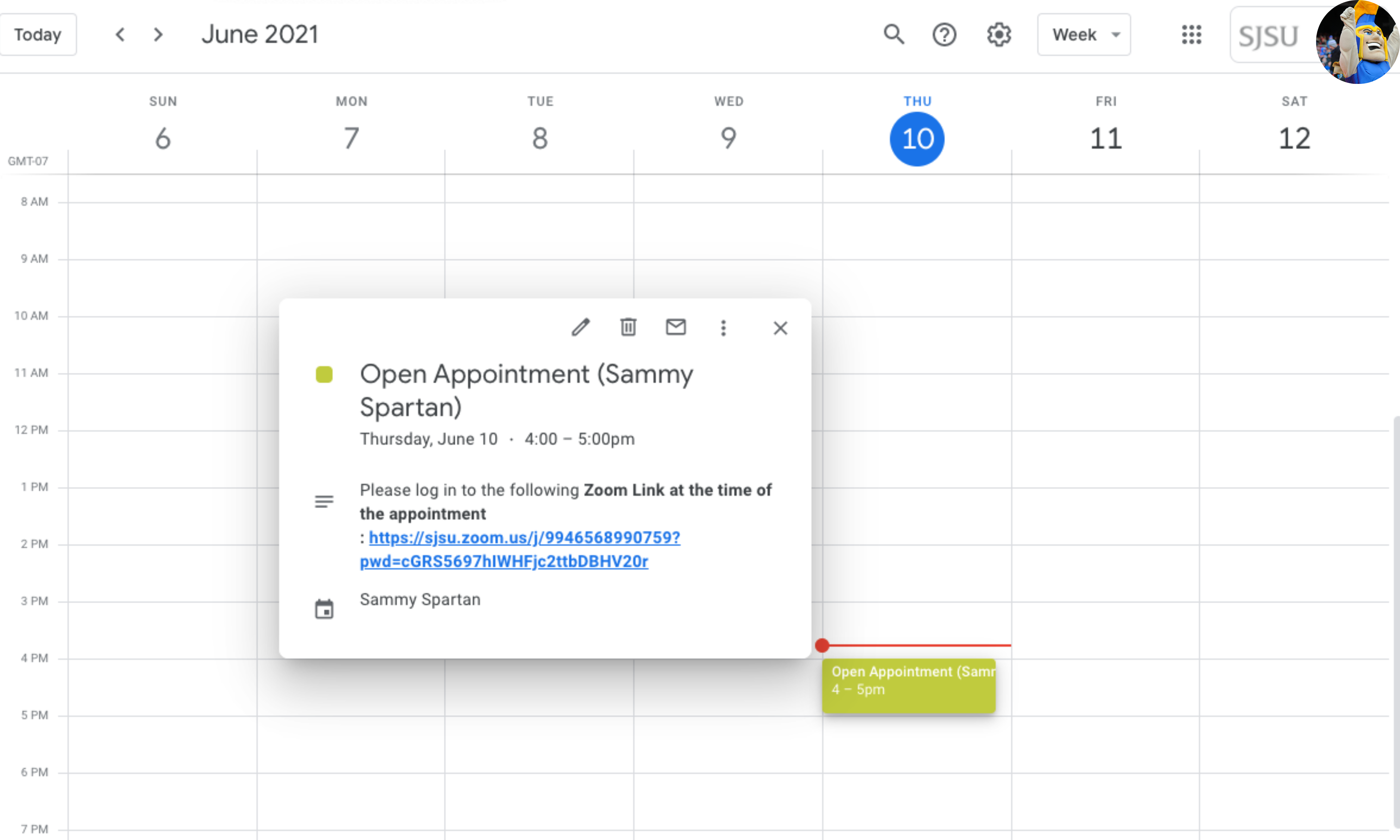 Image of google calendar and what the appoinment confirmation looks like
