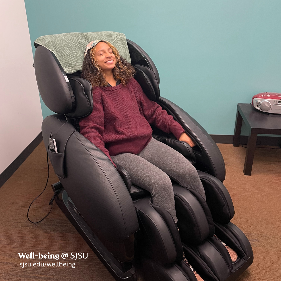 student using massage chair