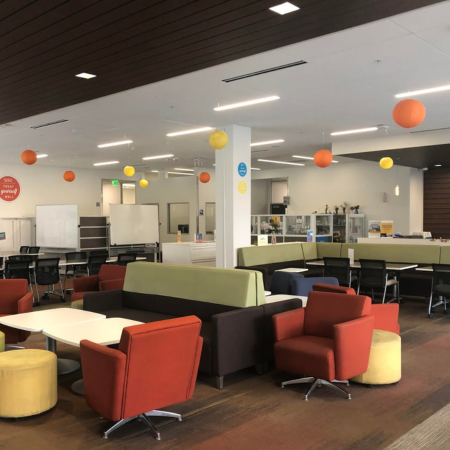 Photo of the Wellness Lounge in the Student Wellness Center at SJSU