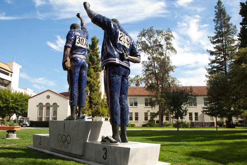 SJSU statues of athletes Tommie Smith and John Carlos
